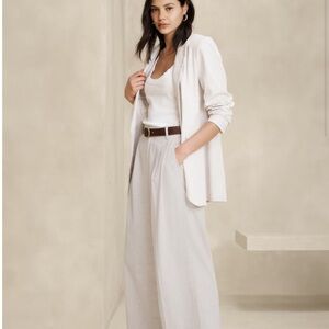 Wide leg linen pants (set of 2) Black and Flax (cream) Banana Republic size 16